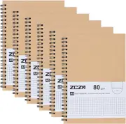 A5 Spiral Grid Notebooks - 6 Pack, 120 Pages for School and Office Use