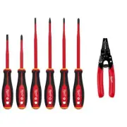 Milwaukee Insulated Slim Tip Screwdriver Set Hand Tool Multi-Bit Red (7-Piece)