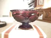 Vintage Avon 1876 Cape Cod Ruby Red Glass Candy Dish Bowl Footed