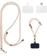 Pink Cell Phone Lanyard Wrist Strap Pack with 3X Phone Tether Tabs Patches