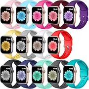 Stretchy Nylon Bands Compatible with Apple Watch Band 45mm 44mm 42mm 41mm 40mm 38mm Women Men, Adjustable Braided Sport Elastic Wristbands Straps Solo Loop for iWatch Series 7/6/5/4/3/2/1 SE - 6pack