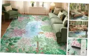 Spring Jungle Rug, Green Bedroom Rug 8x10 Under Bed, Large Washable Rugs 8x10