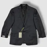 $1495 Canali Men's US 38S EU 48 Black Suit Sport Coat Stripe Wool Blazer Jacket