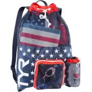 TYR 40L Big Mesh Mummy Backpack, Red White Blue (LBMMB3642)