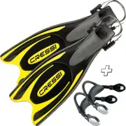Cressi Frog-Plus Fins with Bungee Straps, Medium/Large, Yellow