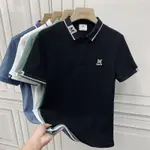 【S-5XL】大尺碼POLO衫男士短袖T恤翻領2023夏裝刺繡緊身上衣