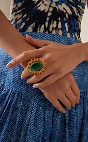 [Sylvia Toledano] Stone Dots 22k Gold-Plated Malachite Ring