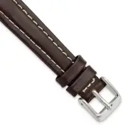 14mm 6.75" Brown Oil Tanned Leather Silver-tone Buckle Watch Band