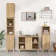 Sonoma Oak Engineered Wood Bathroom Vanity Cabinet, Modern Under Sink Storage, 80x33x60 cm, Ample Space for Bathroom Essentials
