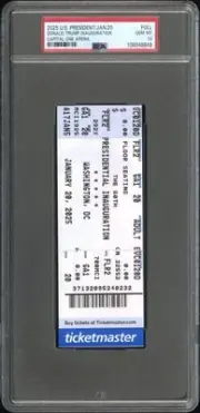 2025 US President Donald TRUMP Inauguration Ticket PSA 10 MINT Capital One Vance