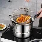 Stainless Steel Fish Fryer Pot Deep Fryer Frying Fish Shrimp French Fries Pot