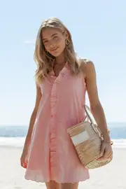 [PUP56] Cassandra Ruffle Mini Dress - Pale Pink XS light pink
