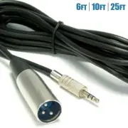 6 10 25FT XLR 3-Pin Male to 1/8" 3.5mm Stereo Male Microphone Audio Cable Black
