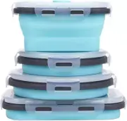 KUON Collapsible Silicone Food Storage Containers with Airtight Lids, Set of 4 S