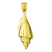 14K Gold Conch Shell Marine Mollusk Gastropod Pendant
