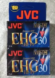 JVC Camcorder Tape VHS-C 90 Minute Hi-Fi EHG TC-30 2 Pk Pack Special New Compact