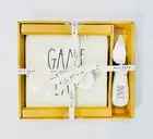 Hostess Gift! Rae Dunn GAME DAY Small Cheese Board and Knife Set New