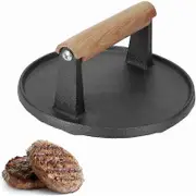 Hamburger Press, Ground Steak Non-Stick Patty Press with Wooden Handle Meat Mold for Hamburgers, Patties, BBQ (Round Pressed Meat Plate)