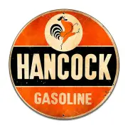 Hancock Gasoline Motor Oil Gas Synthetic Motor Oil Round MDF Wood Sign