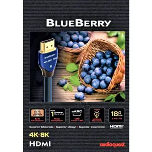 AudioQuest美國BlueBerry 藍莓 HDMI線4K eARC 18Gbps1M 1.5M 2M 3M 5M