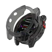 StrapsCo TPU Clear Black Case Frame Shield Protector for Garmin Fenix 7S