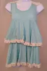 NWT Hayden Los Angeles Sz S Turquoise Blue Tiered Top with Lace and Fringe