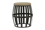 Willow & Silk 45cm Round Industrial Wooden Barrel Stool/Side Table/Home Decor