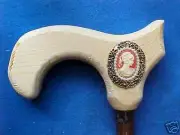 Hemlock Knotty Hickory ornate CAMEO CANE/walking stick 36" [gift for gramma]