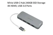Minix USB-C Hub 240GB SSD Storage 4K HDMI Port + 2 x USB 3.0 Port - Grey NEO-S2GR