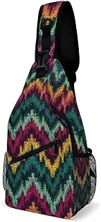 [RTSEBVN] Sling Backpack Fashion Chest Bag Creative Colorful Knitted Pattern Printing Crossbody Backpacks for Men Women, Style, 38x20cm, Full Printed Chest Bag