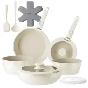 Pans and Pots Set Nonstick, Ceramic Cookware Set with Detachable Handles, Hea...