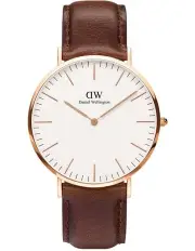 [Daniel Wellington] 40mm Classic Bristol Leather Watch in Rose Gold