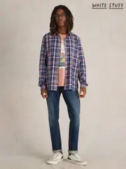 White Stuff Blue Moxley Brushed Long Sleeve Check Shirt (F13894) | $71