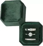 Cut-Edge Octagon Velvet Ring Box Storage 3 Slots for Wedding Ceremony Proposal E