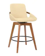 Armen Living Baylor 26In Walnut Wood Swivel Bar Stool