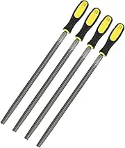 uxcell 4-Pack Triangular Metal File 12 Inch, High Carbon Steel File Diamond File Hand File W PVC Grip Handle for Wood/Metal/Ceramic/Glass/Stone/Jewelry/Tile/Model/DIY/Sharpening File