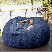 Bean Bag Chair Cover XL Stuffed Animals Kidsno/Adult No Filler Zipper Beanbag Slipcover Extra Large Stuffed Animal Storage Pink/Black Big Round Soft Fluffy Giant Beanbag Lazy Sofa Bed Cover