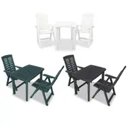 3 Pieces Bistro Set Plastic 2 Folding Chairs White/Green/Anthracite vidaXL