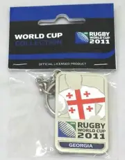 33655 RUGBY WORLD CUP 2011 GEORGIA SILVER JERSEY FLAG KEYRING KEY RING