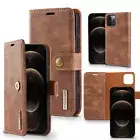Wallet Case for iPhone 11/12/13 Pro Max Mens Soft Leather Card Holder RemoWallet