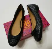 NIB Tory Burch Marion Quilted Leather Ballet Flat, Perfect Black Size 7,7.5 $275