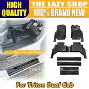 5D TPE Floor Mats & Black Door Sills Protector for Triton MV Dual Cab 2024+