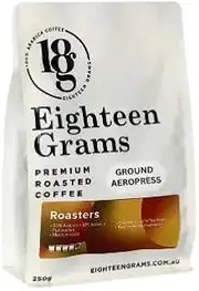 18 Grams Roasters – Ground Aeropress Coffee, Full-Bodied with Chocolate & Toffee Notes, Premium Blend of Guatemalan & Indian Robusta, 250g