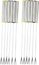 OKUMEYR 12Pcs Stainless Steel Fondue Forks with Heat Insulation Handles for Cheese Fruit and Meat for Picnics and Family Gatherings