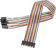 uxcell 1 Pcs IDC Rainbow Wire Flat Ribbon Cable FC-Female to 22P 11.8 Inch Length 2.54mm Pitch Breadboard Jumper Wires for Electronic Projects