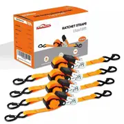 25mm*4.5m Self-Storing Neat Strap 4 Pack Ratchet Tie Down Strap