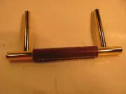 ws TURNSTYLE DESIGNS 6 " GOLD PLATED BRASS PULL LIFT WITH STITCHED LEATHER LONG