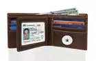 Airtag Wallet Crazy Horse Genuine Leather Airtag Case Slim Credit Card Holder fo