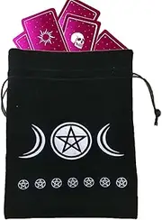 Velvet Tarot Pouch Bag - Pentagram Tarot Cards Fabric Bag Jewelry Pouch - 13x18cm Tarot Card Bag Dice Bag Tarot Card Holder Jewelry Bags Drawstring Hand Bags for Tarot Cards.