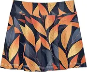 [FRODOTGV] Blue Peach Leafs GirlsTennis Skort with Built in Shorts Skirt for Little Girl Pleated Skirts for Kids